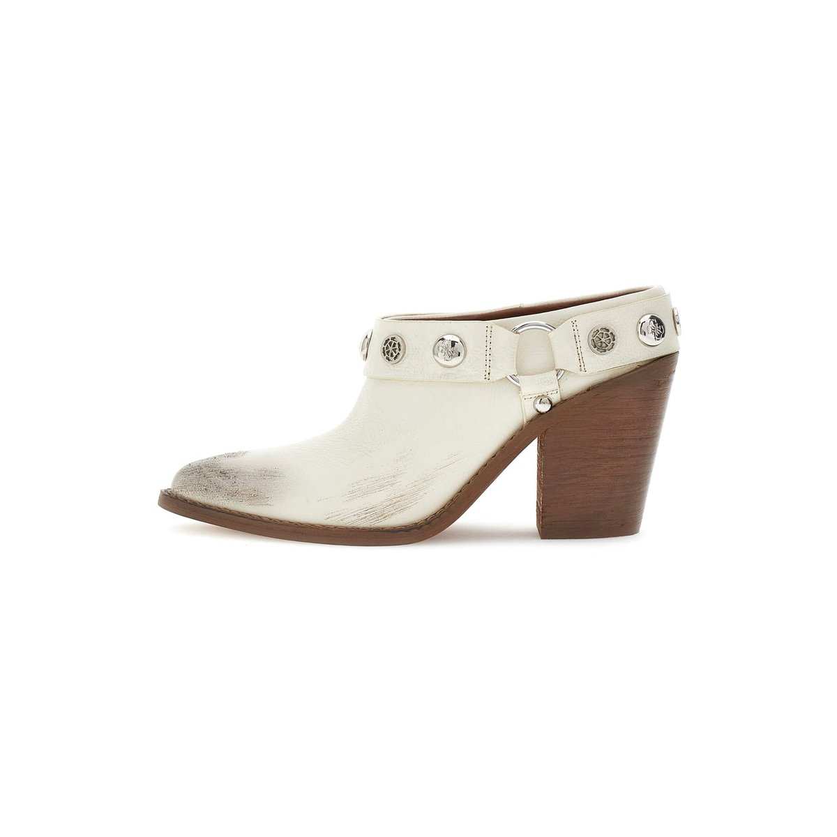 Bottes En Cuir Véritable Sashlin blanc, GUESS