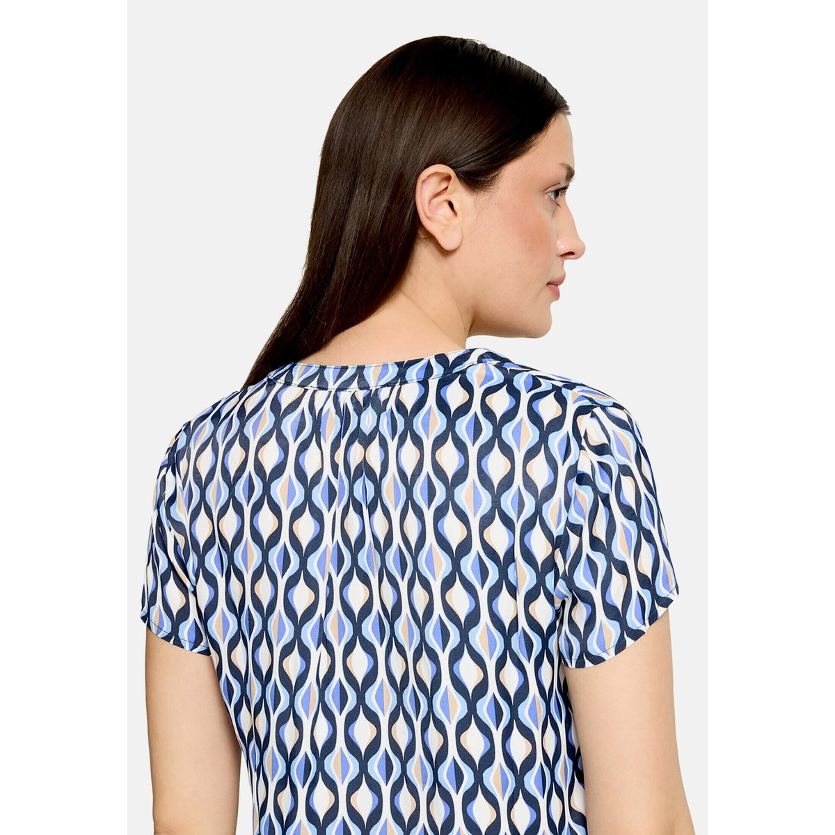 Chemisier en satin à imprimé bleu/blanc, BETTY BARCLAY