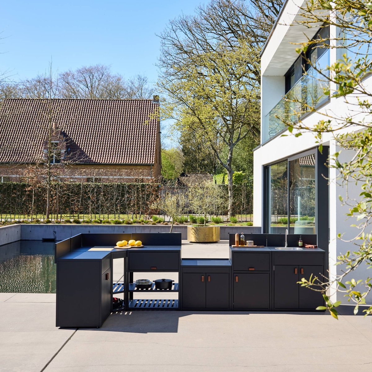 Cuisine extérieure 6 modules acier THIRA 6 MODULES noir, SWEEEK