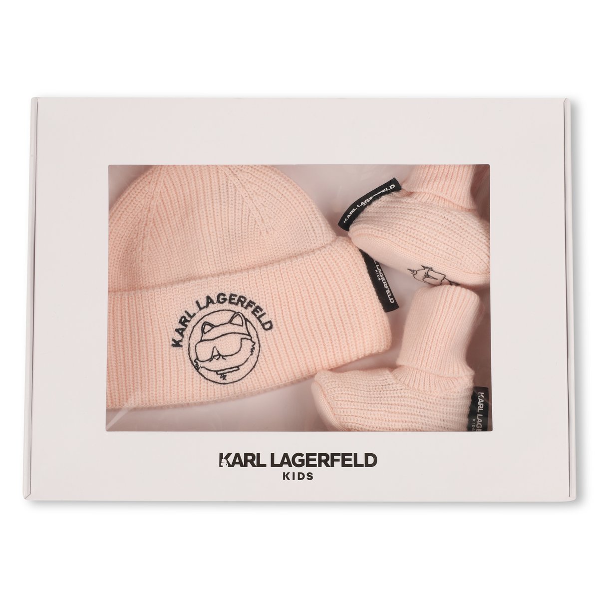 Ensemble bonnet et chaussons pale blush, KARL LAGERFELD KIDS