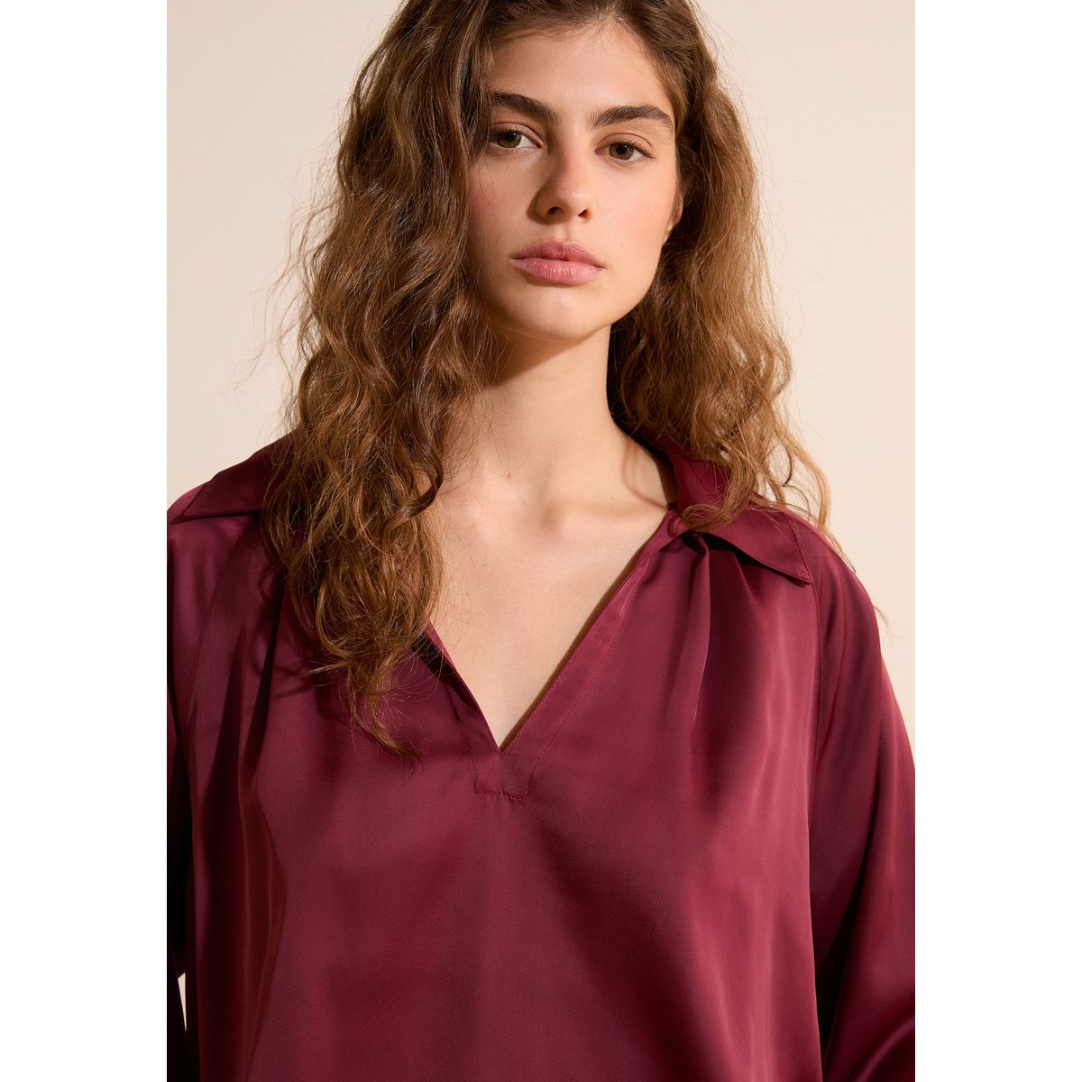Chemise satinée CHERIE taupe, ETAM