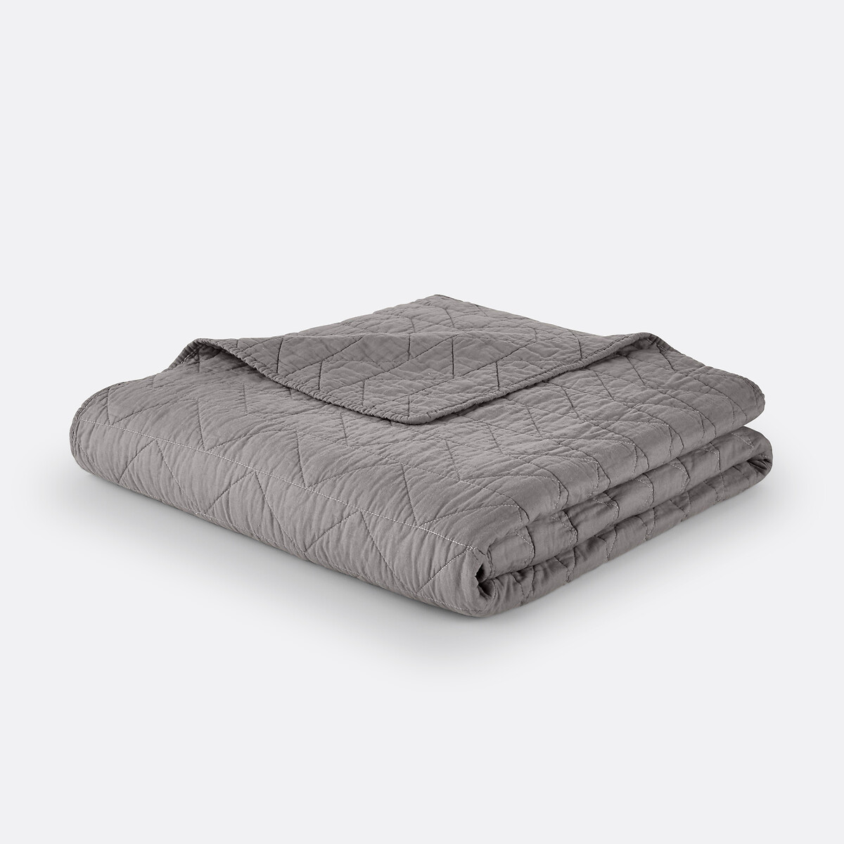 Couvre lit boutis matelassé coton Zig Zag Scenario anthracite, LA REDOUTE INTERIEURS