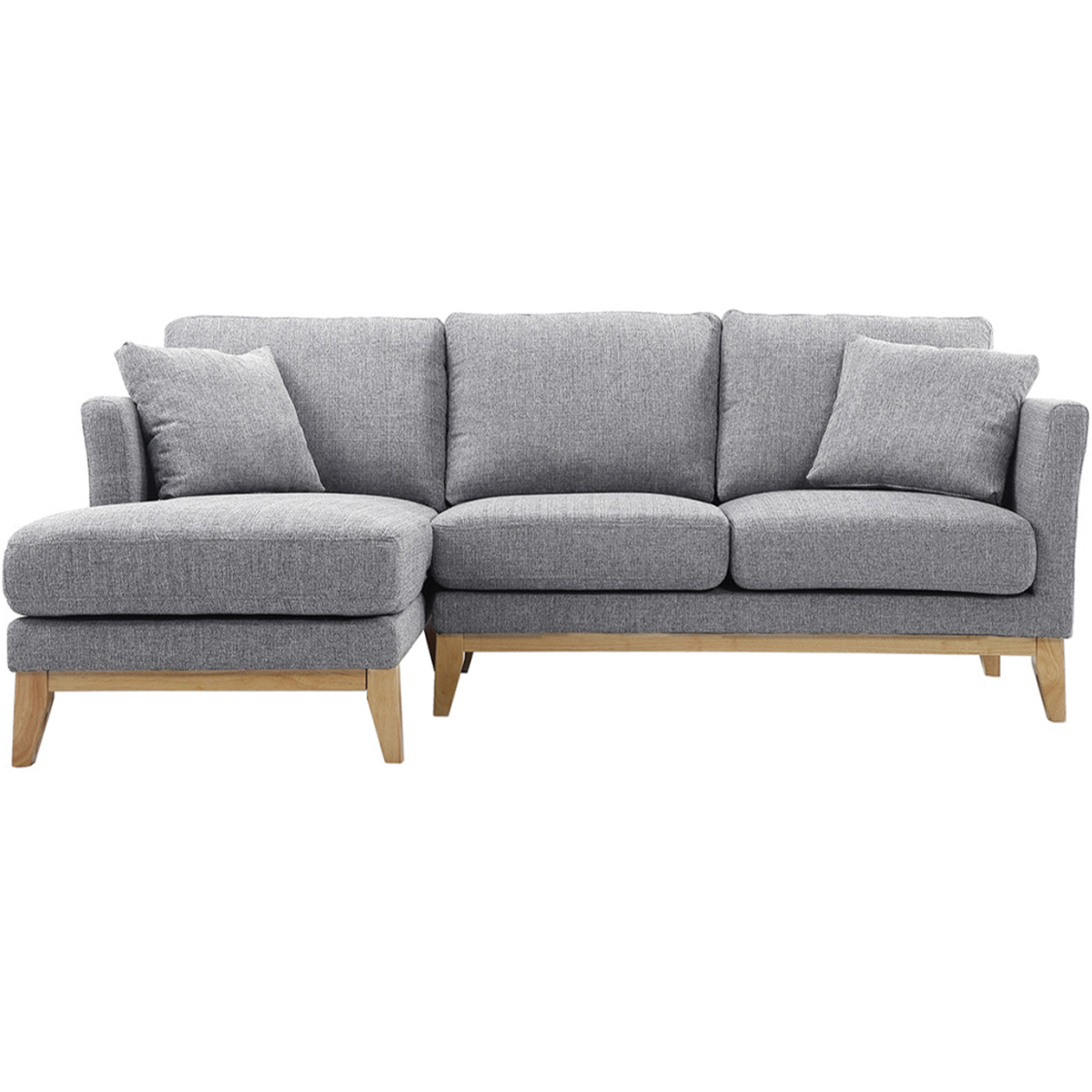 Canapé d'angle gauche scandinave déhoussable 3-4 places OSLO gris clair, MILIBOO