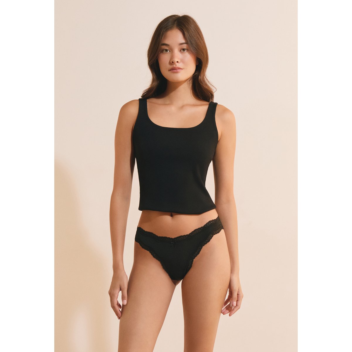 Lot de 3 tangas avec détails dentelle JIM MICRO noir, ETAM