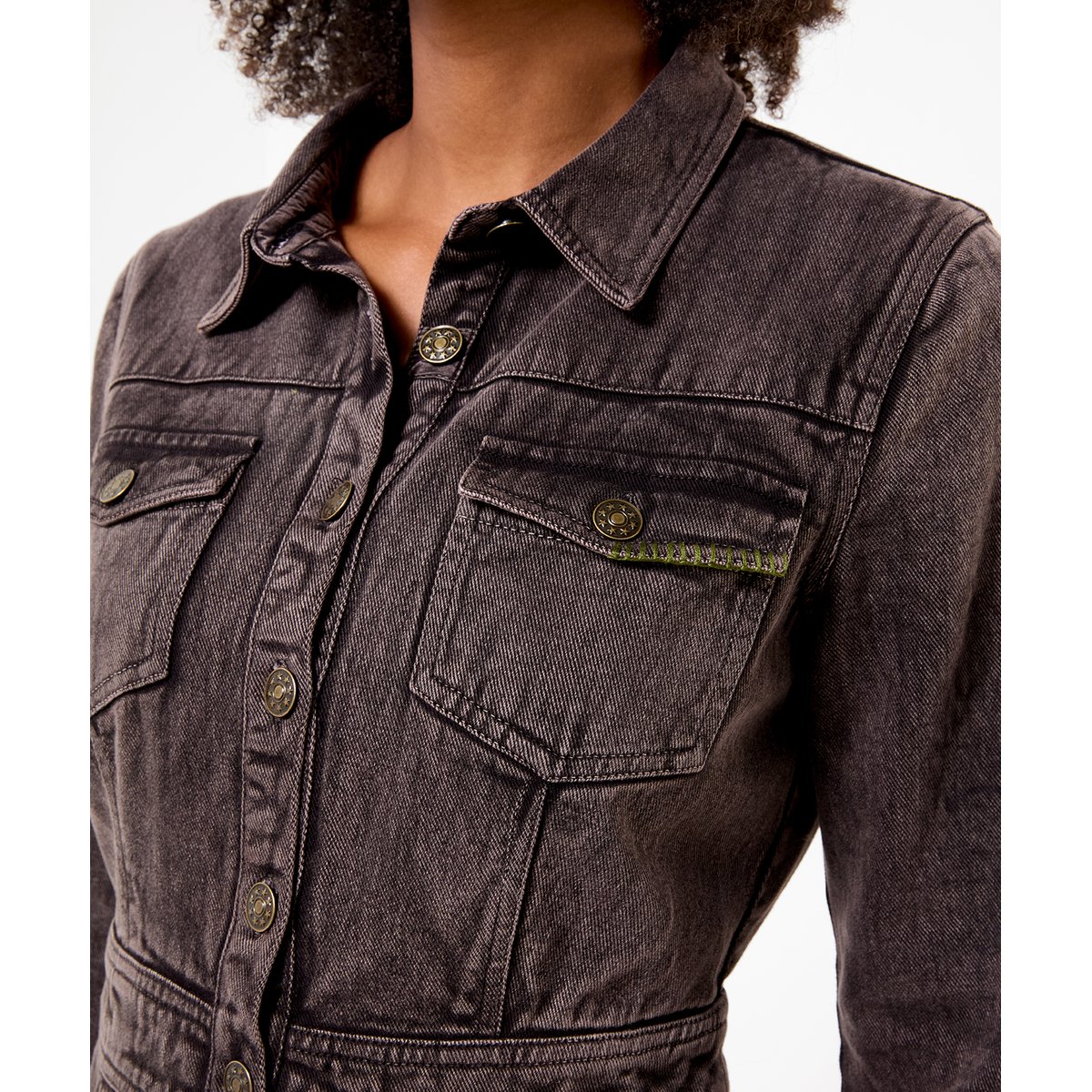 Robe Courte en Jean à Carreaux Superposée Chrissie gris, JOE BROWNS