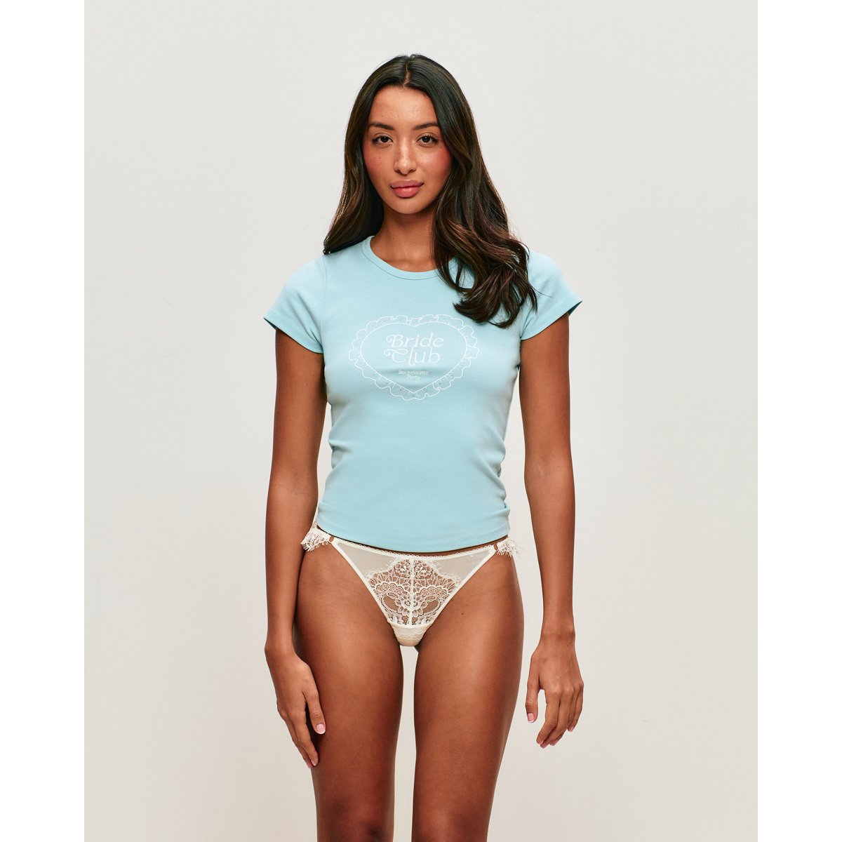 T-shirt jersey brodé message Bride Club avec détails paillettes BLUEBRIDIZ bleu, UNDIZ