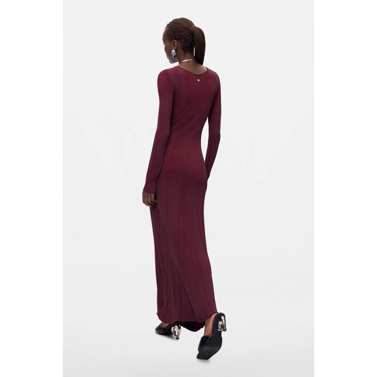 Robe en maille à manches longues rouge, DESIGUAL