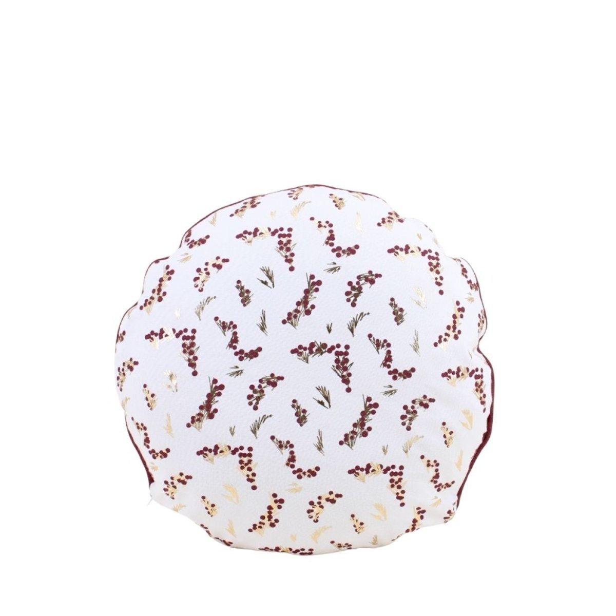 Coussin rond motifs fleuris 38cm blanc, ORNAMI