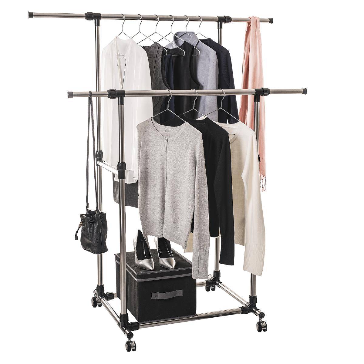 Portant à vêtements double en inox VENUS argent, 5FIVE SIMPLY SMART