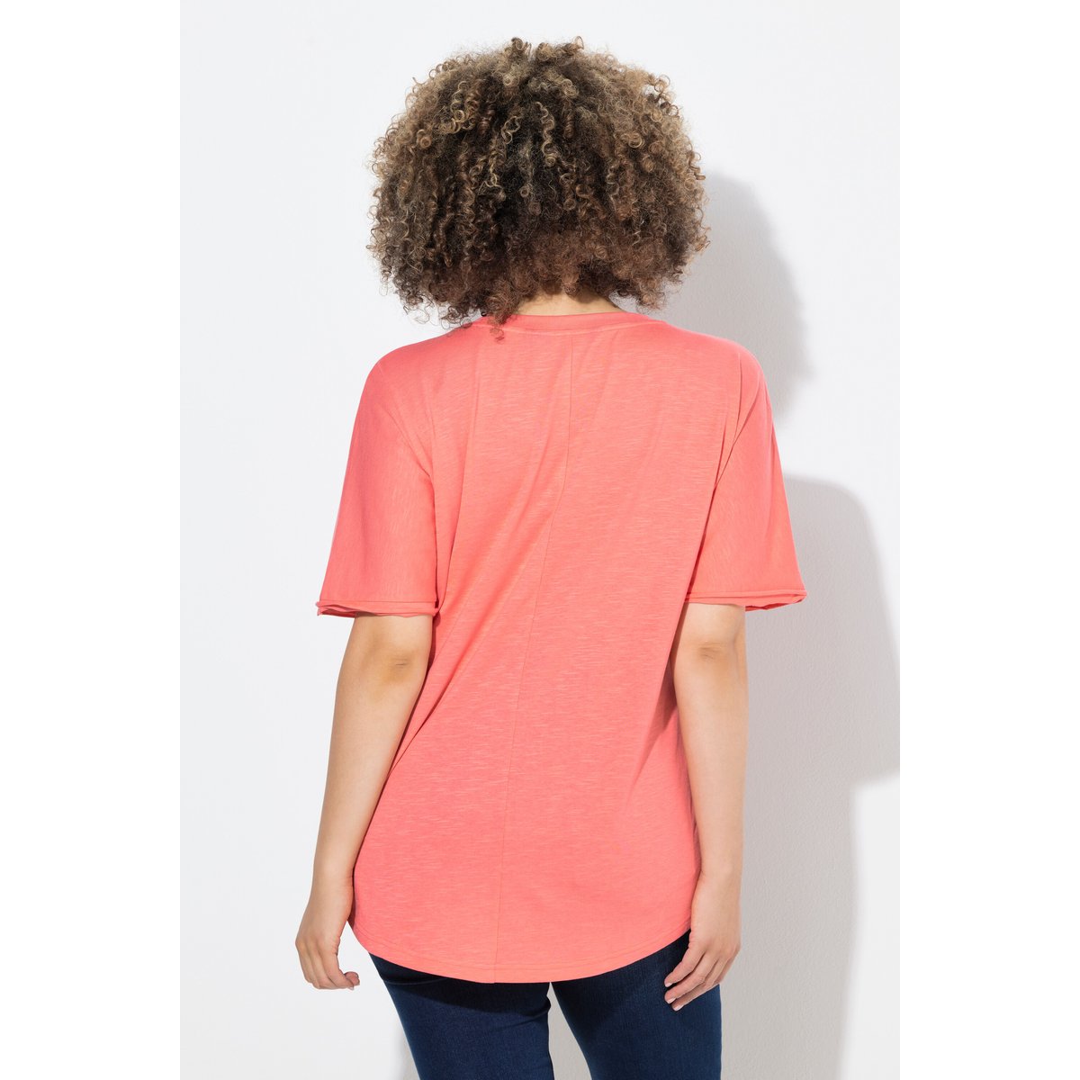 T-shirt oversize avec message corail, ULLA POPKEN