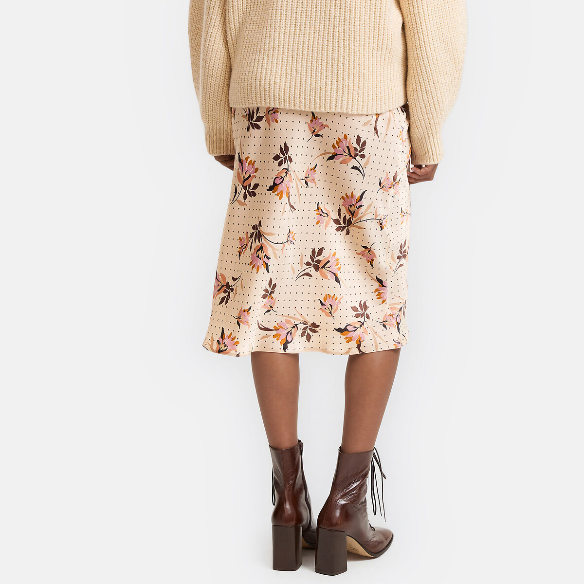 Jupe midi évasée, imprimé floral imprimé fleur rose, LA REDOUTE COLLECTIONS