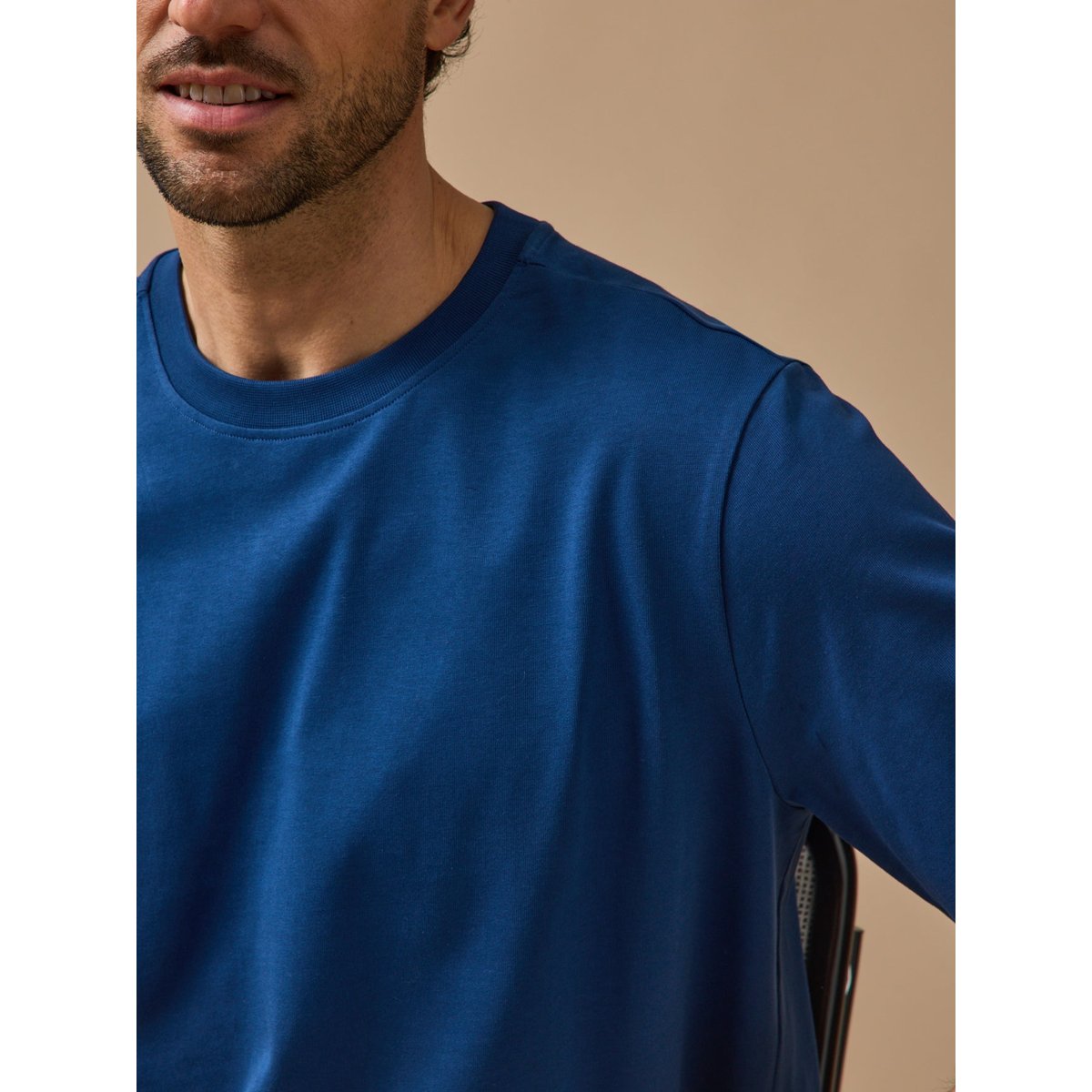 T-shirt uni  coton biologique bleu, CYRILLUS