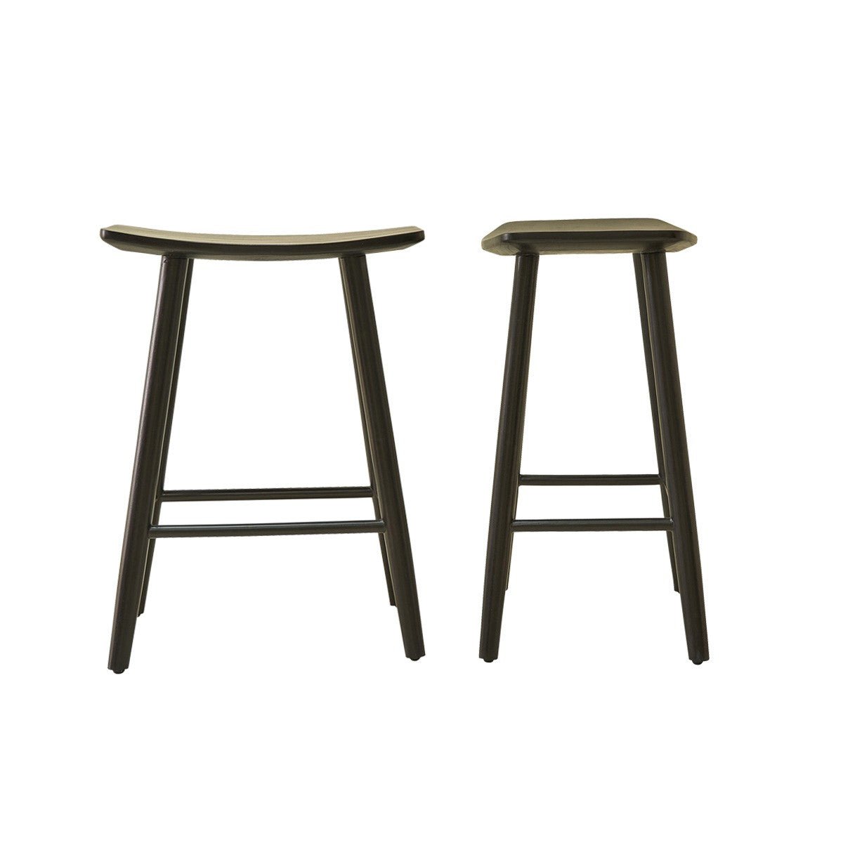 Lot de 2 tabourets de bar en teck massif  AMBRE noir, BERAH GETAH