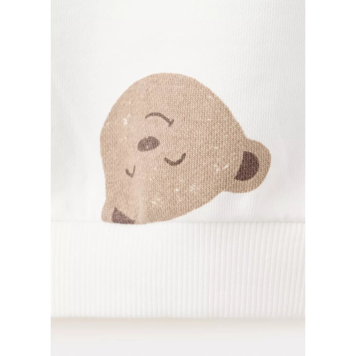 Sweat en coton à motif ours blanc cassé, MANGO BABY