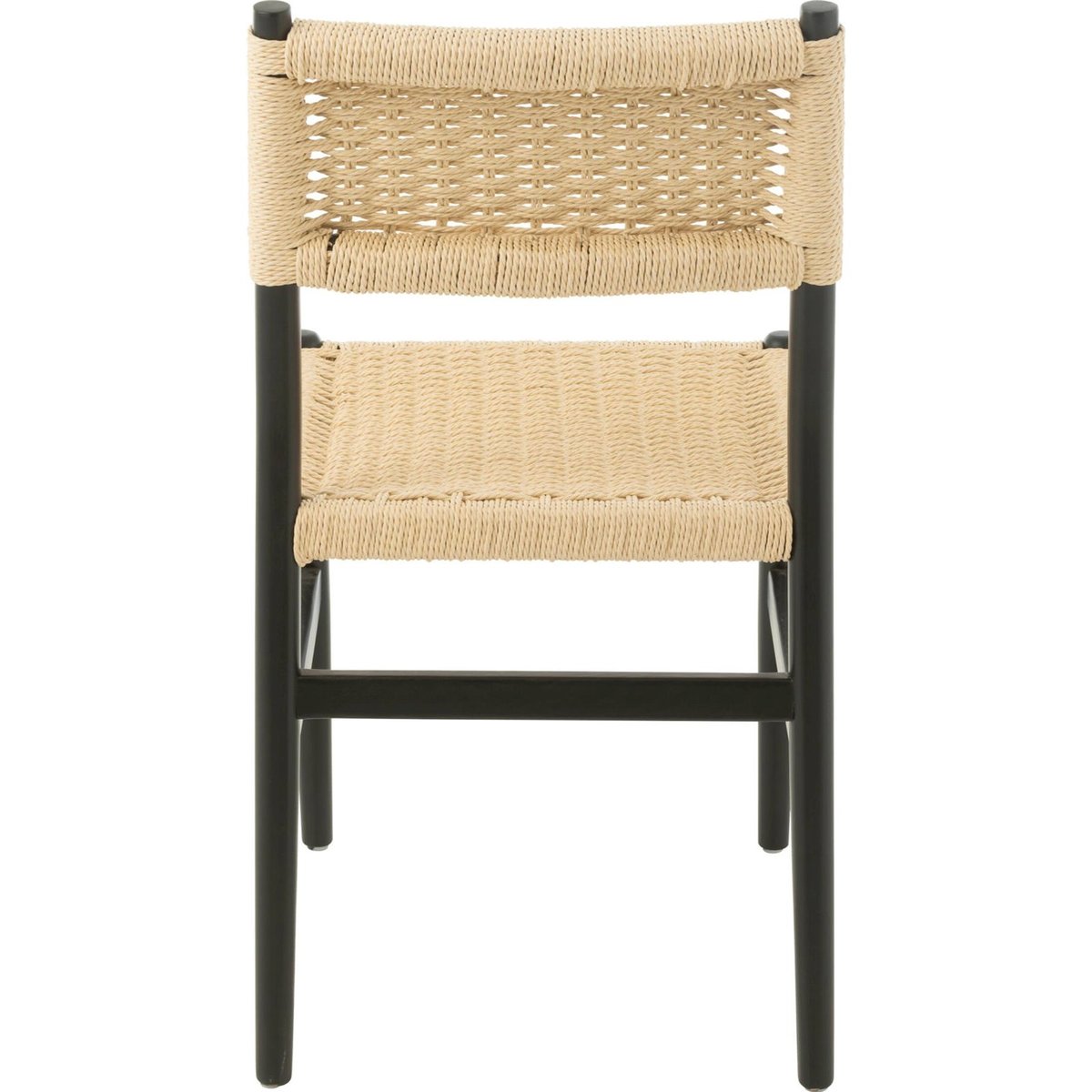 Chaise en hêtre et corde tressée noir et naturel, RECOLLECTION