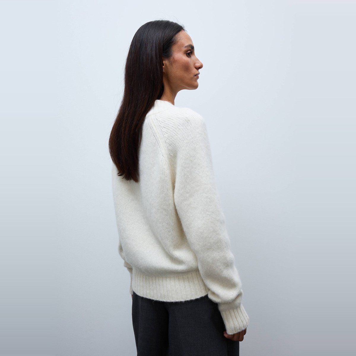 Pull col V contenant de l'Alpaga ecru, MONOPRIX