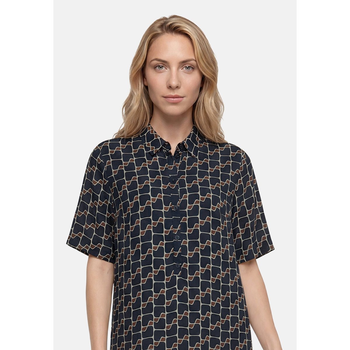 Robe-chemisier à impression dark blue/brown, BETTY BARCLAY