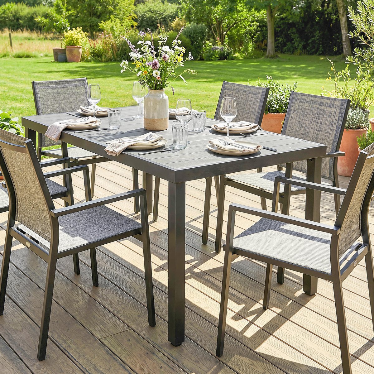 Table de jardin Acier Gris gris, OUTSUNNY