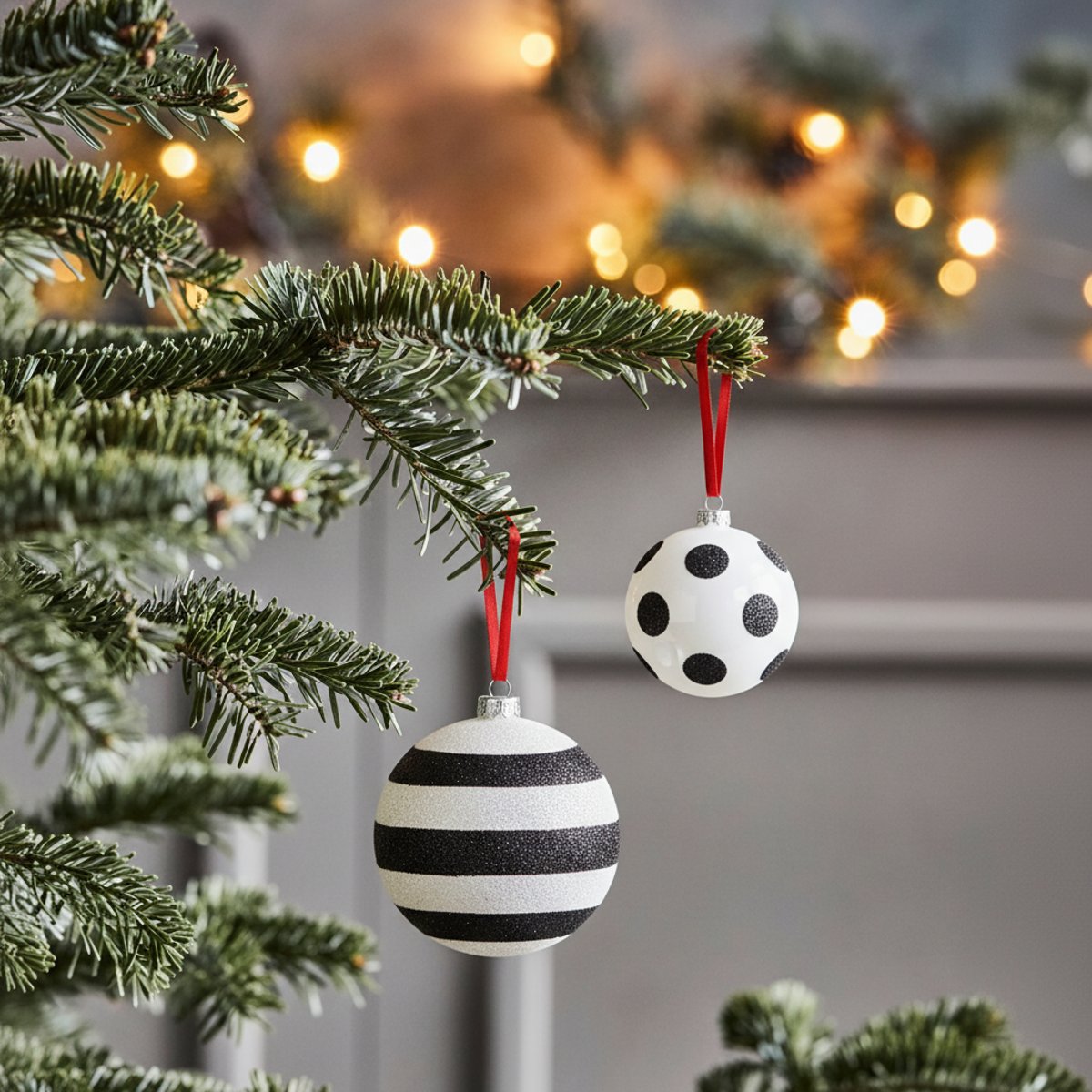 Set de 3 boules décoratives de noël à motif en verre D8 NOËL noir, SIA DECO