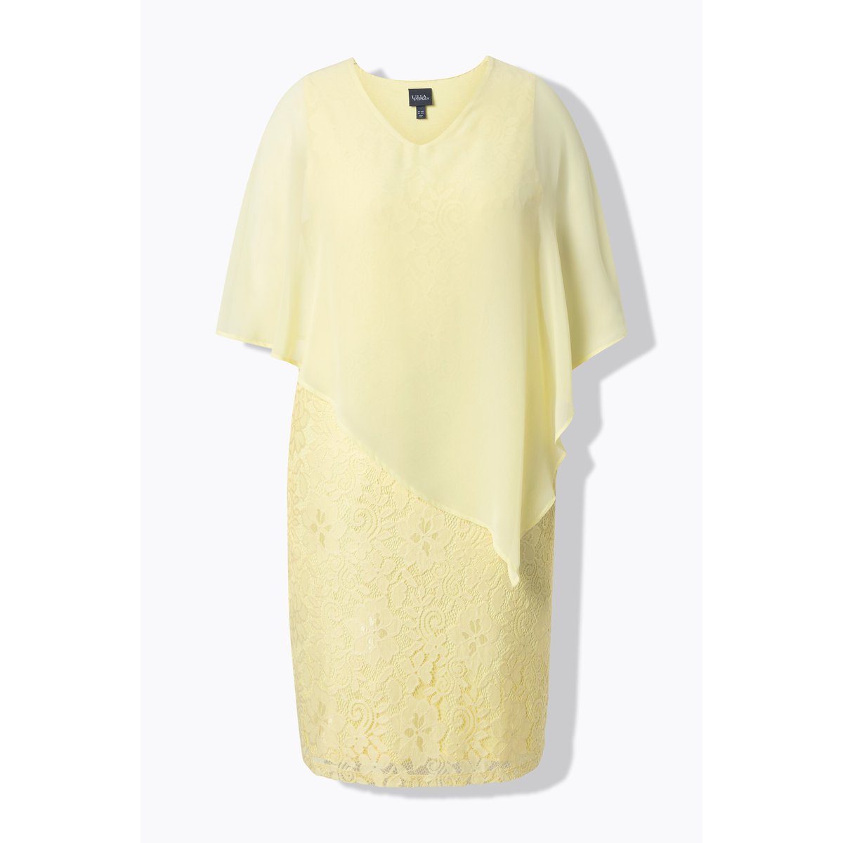 Robe en dentelle, coupe évasée jaune pâle, ULLA POPKEN