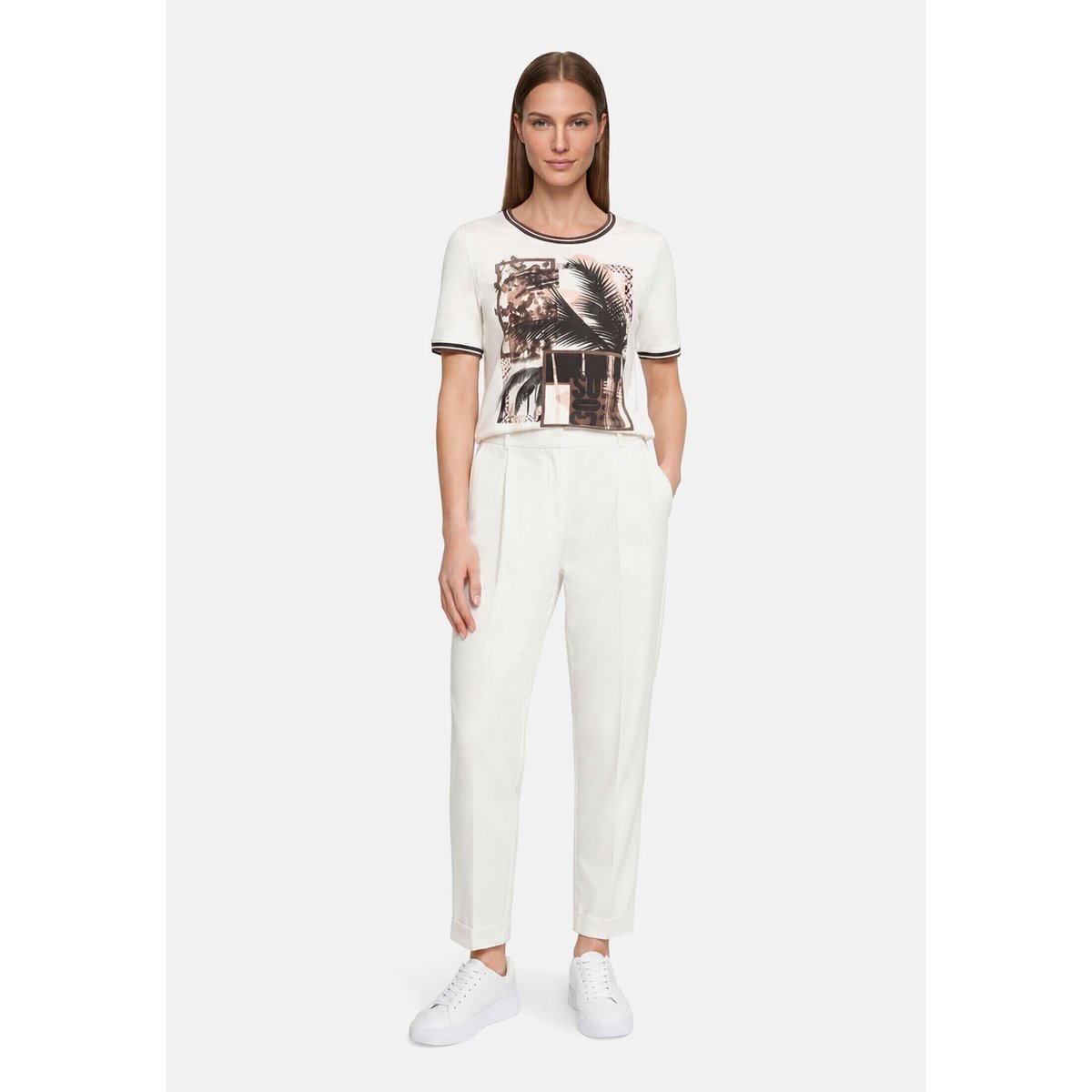 T-shirt basique à impression patch cream/brown, BETTY BARCLAY