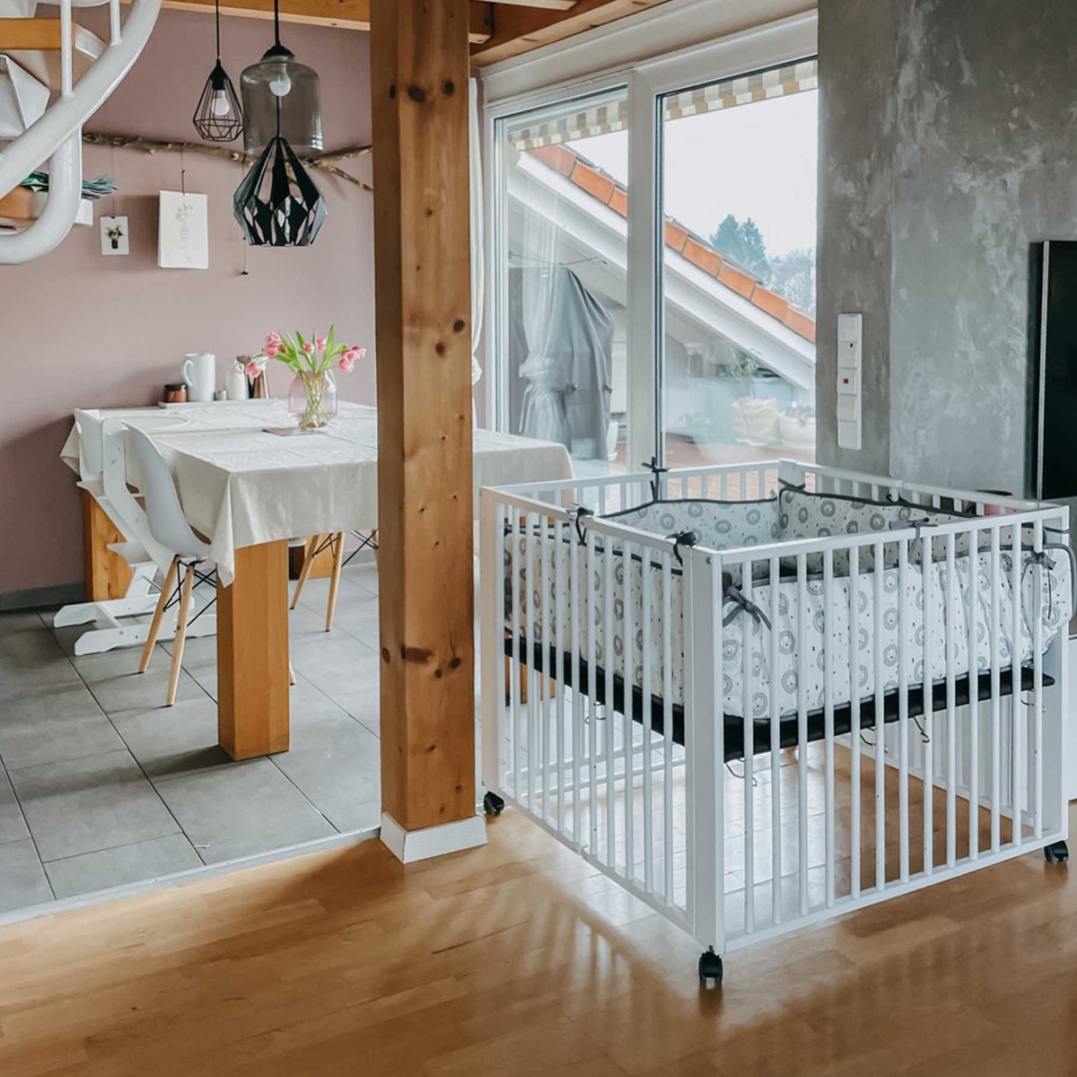 Parc bébé pliable Moritz TISSI blanc, TISSI