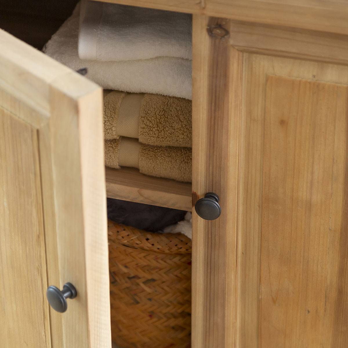 Meuble sous vasque en bois recyclé PAZ bois clair, MADE IN MEUBLES