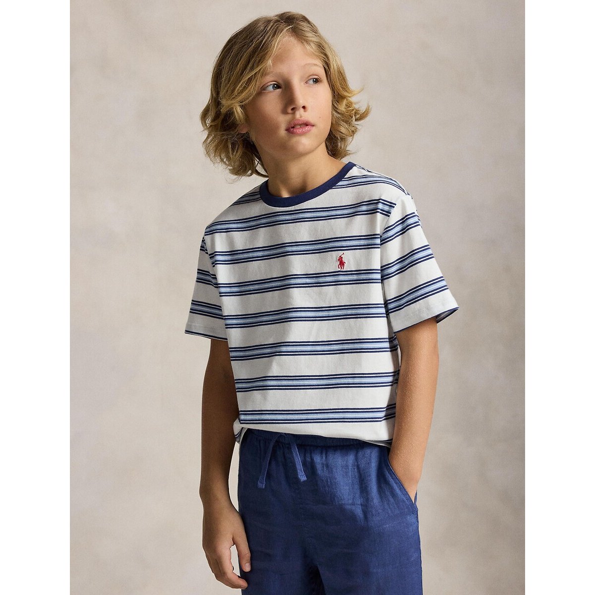 T-shirt manche courtes rayé rayé bleu/blanc, POLO RALPH LAUREN