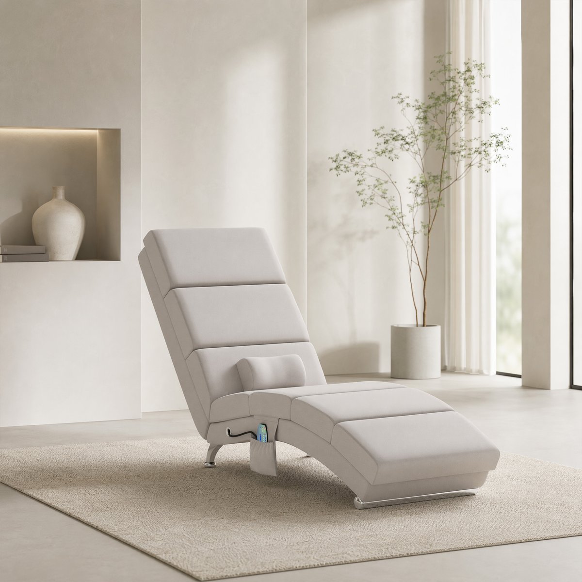 Fauteuil de massage inclinable Tissu effet crème, HOMCOM