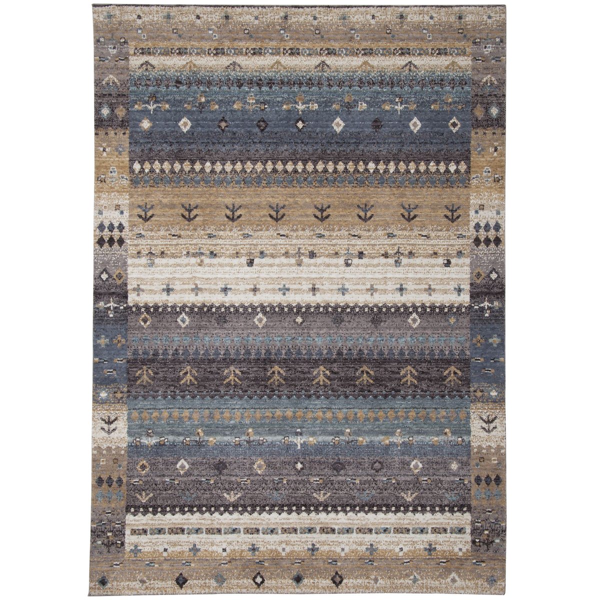 Tapis de salon en style gabbeh - FRANCESCO gris multi, GINO FALCONE
