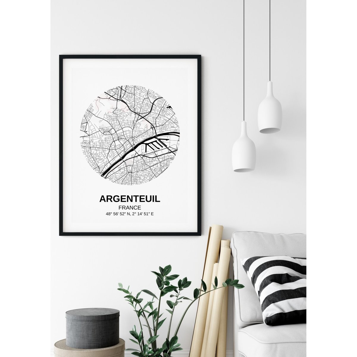 Affiche Carte Argenteuil blanc, L'AFFICHERIE