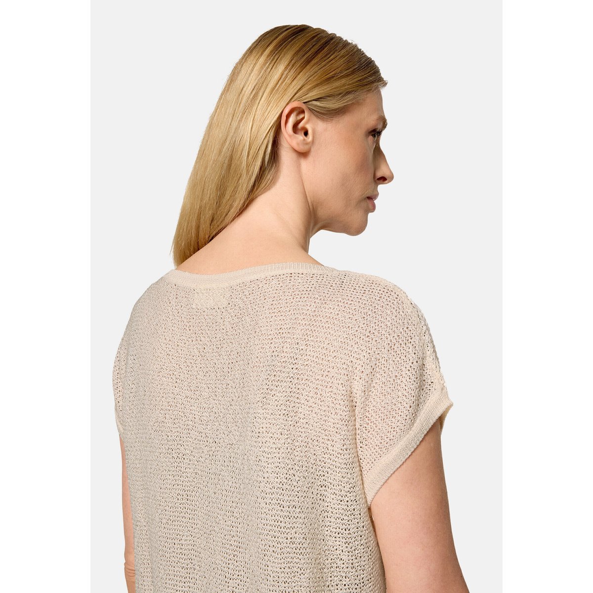 Pull-over en maille à encolure ronde blanc, CARTOON