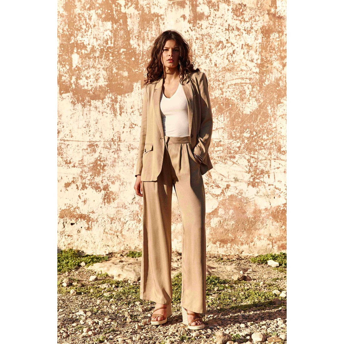 Veste  col tailleur uni VADALI 13-beige, LA PETITE ETOILE