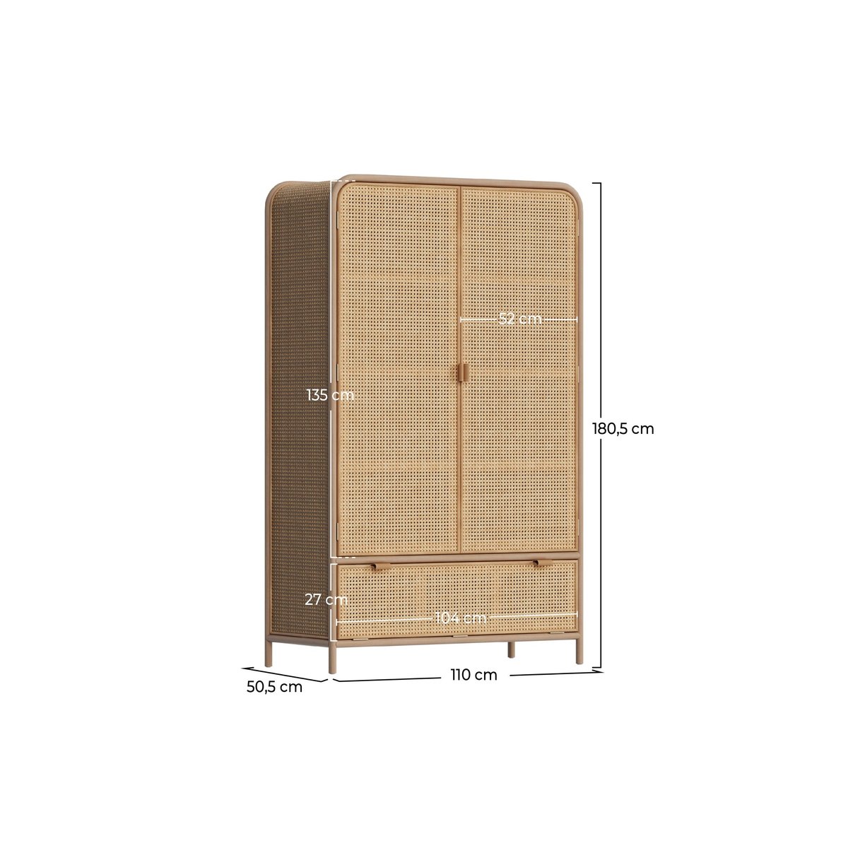 Armoire en bois massif de pin et de teck - ALATA marron clair, MAISON PAVANE