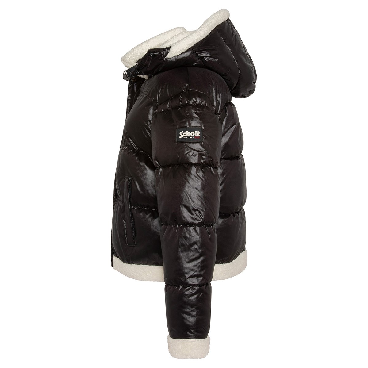 Doudoune à capuche doublée sherpa noir, SCHOTT