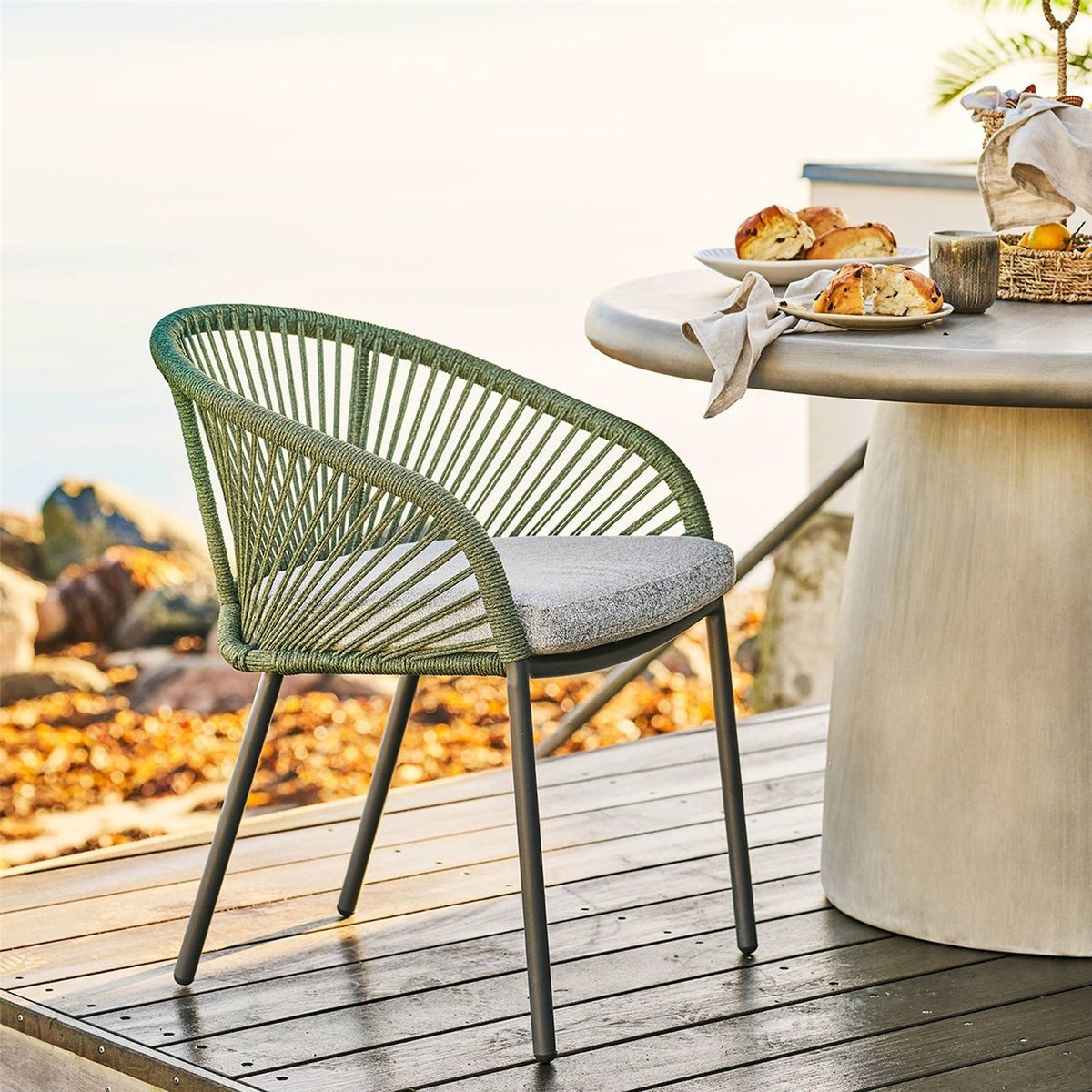 Chaise de jardin en métal collection NOVELLA vert et gris, RECOLLECTION