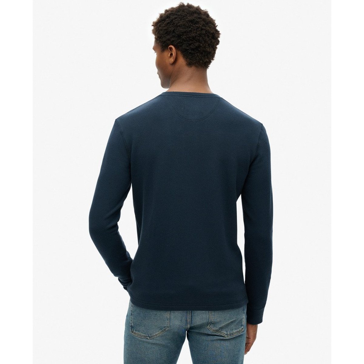 T-shirt Henley The Merchant Store bleu marine éclipse, SUPERDRY
