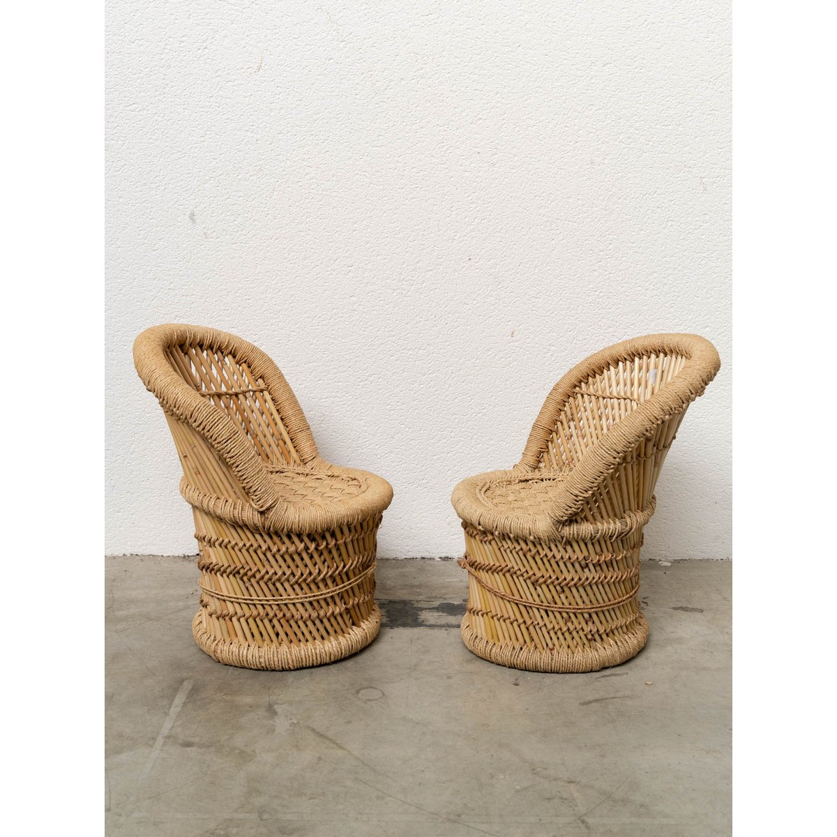 Paire de fauteuils pour enfant en rotin Marcus N°363 - Bon état naturel, DEBONGOUT