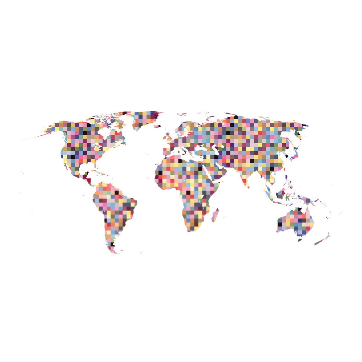 Papier peint intissé panoramique Carte du monde World of entertainment multicouleur, EDEN