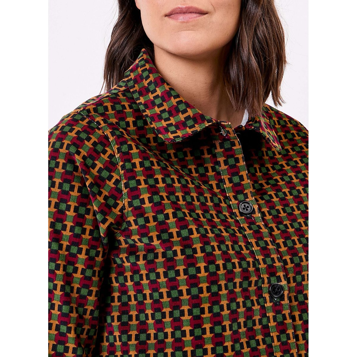 Veste courte velours imprimé côtelé LYSIANE vert signal, PRINCESSE NOMADE