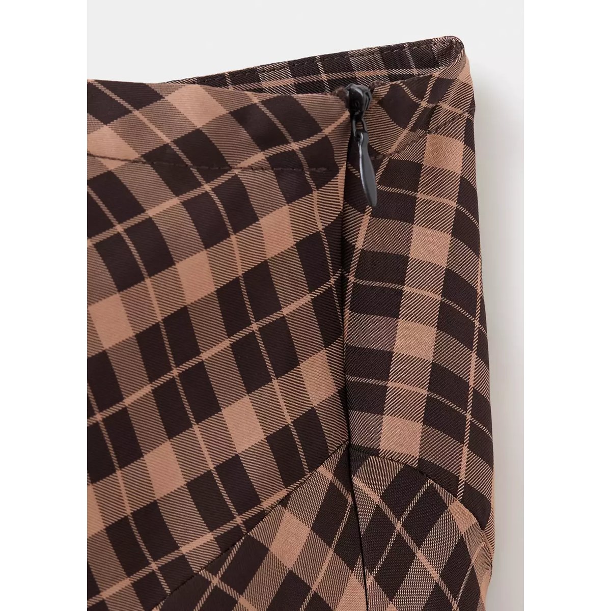 Jupe asymétrique carreaux marron, MANGO