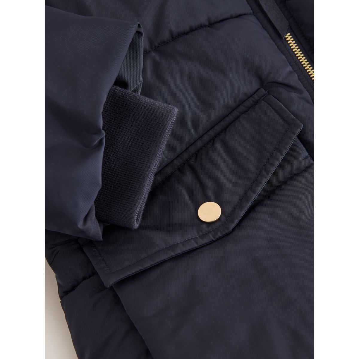 Manteau imperméable doublure imitation fourrure bleu marine, NEXT