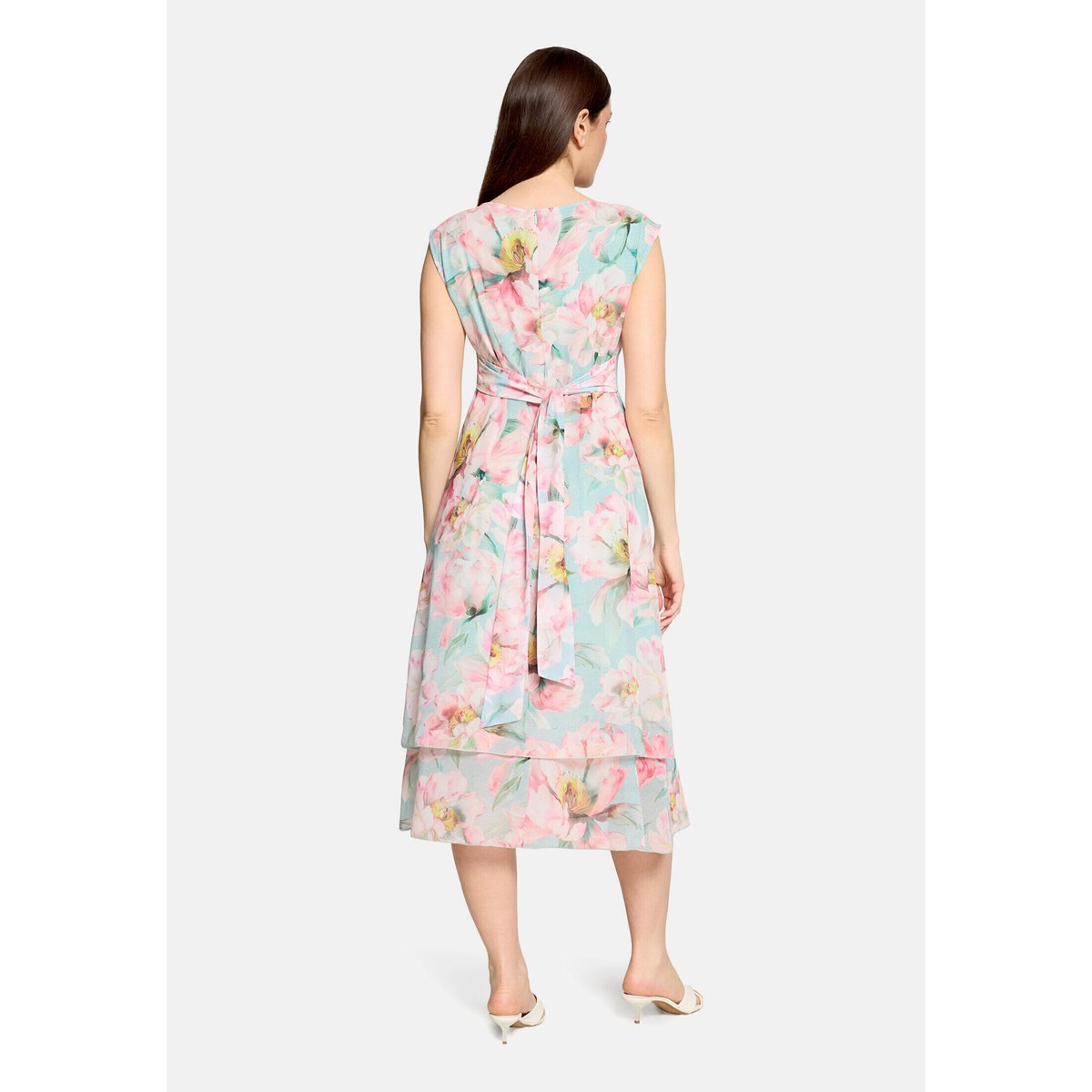 Robe en chiffon à ceinture à nouer mint/rosé, BETTY BARCLAY