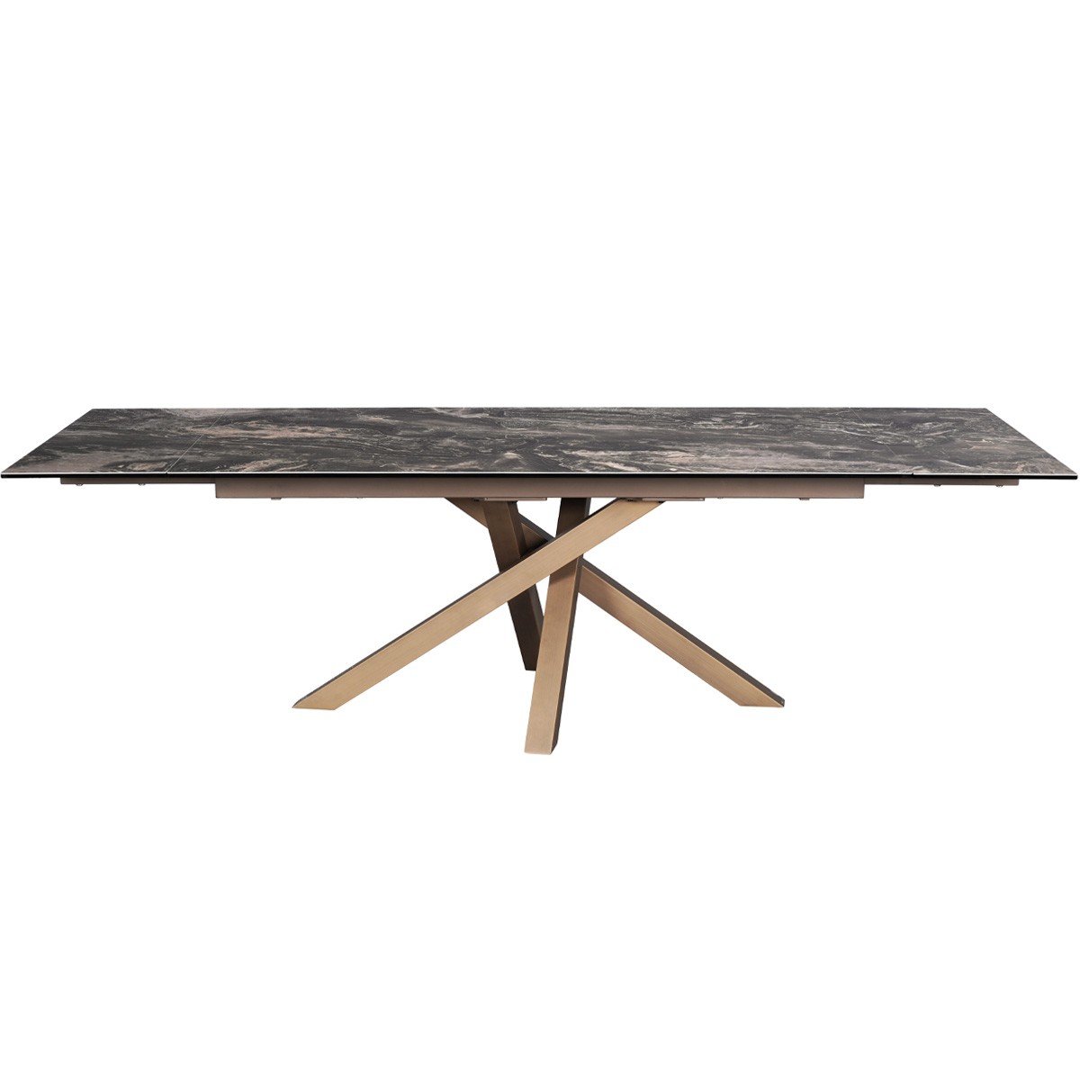 Table à manger extensible 8/10 couverts en céramique effet Marbre - MOLINA marbre brun emperador, HOMIFAB