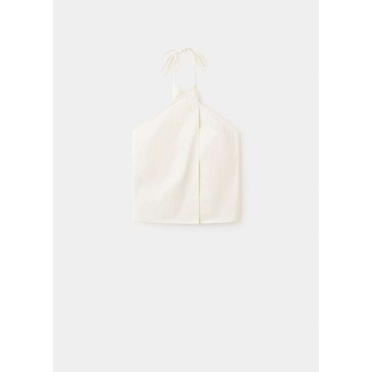 Top rayures col halter écru, MANGO
