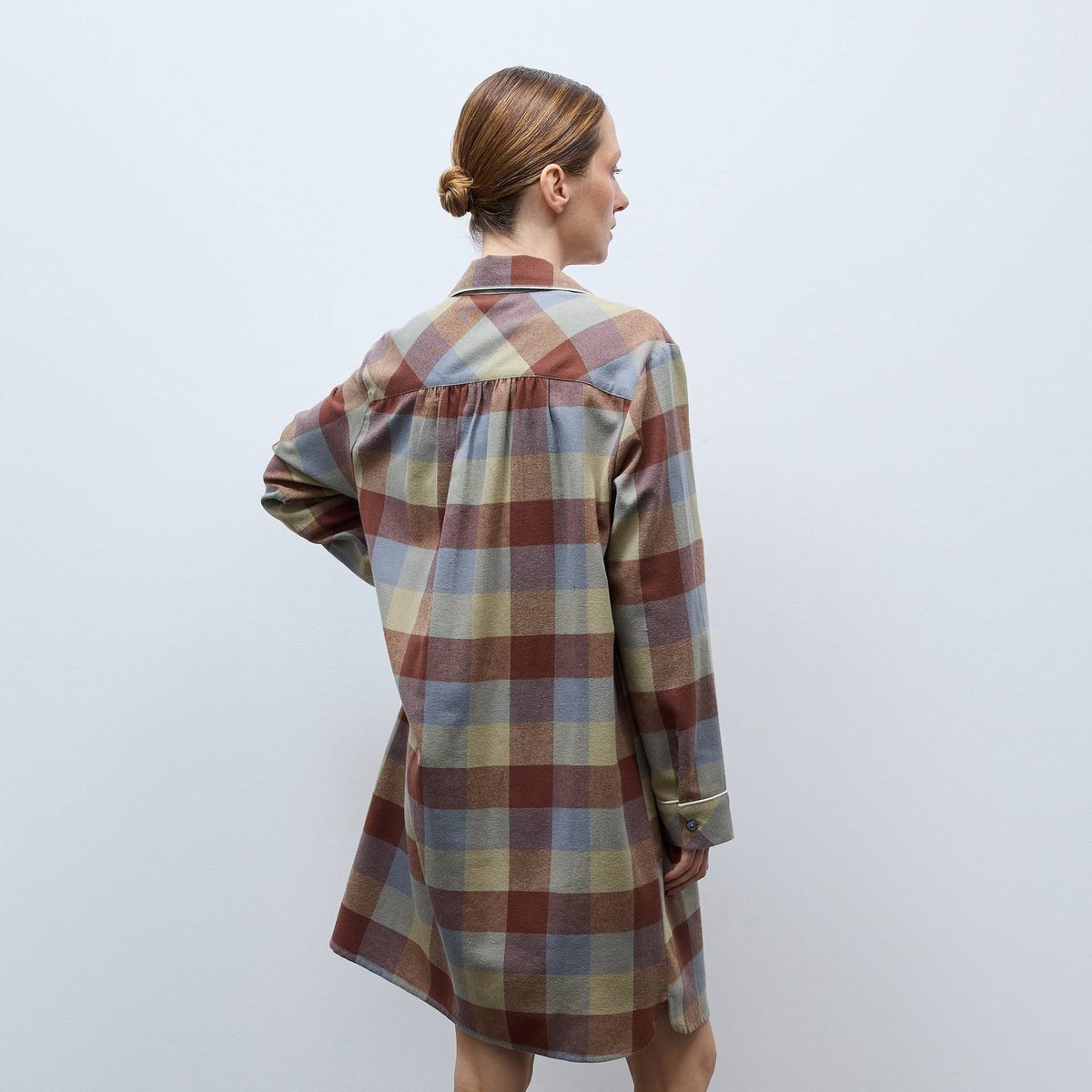 Chemise de nuit manches longues en coton gratté parka, MONOPRIX