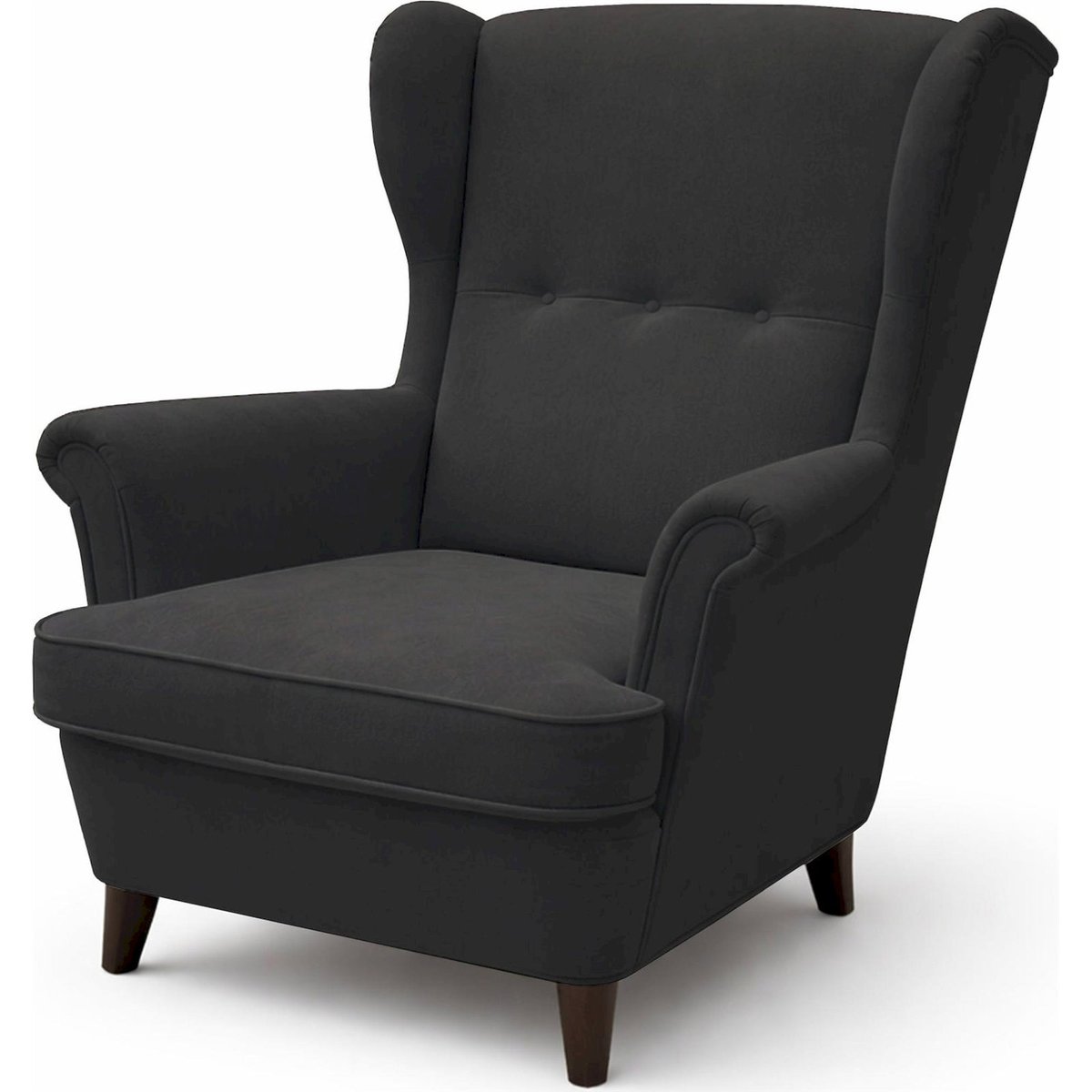 Fauteuil bergère en velours MALMELLO gris anthracite velours, RECOLLECTION