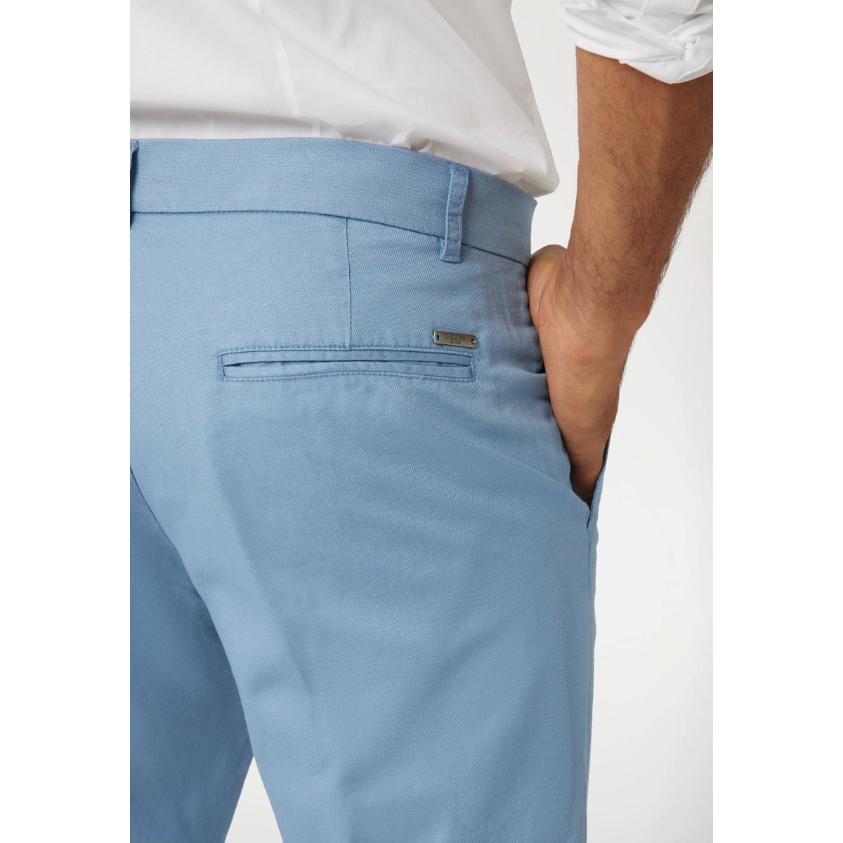 Pantalon Slim En Lin Mélangé bleu, GUESS