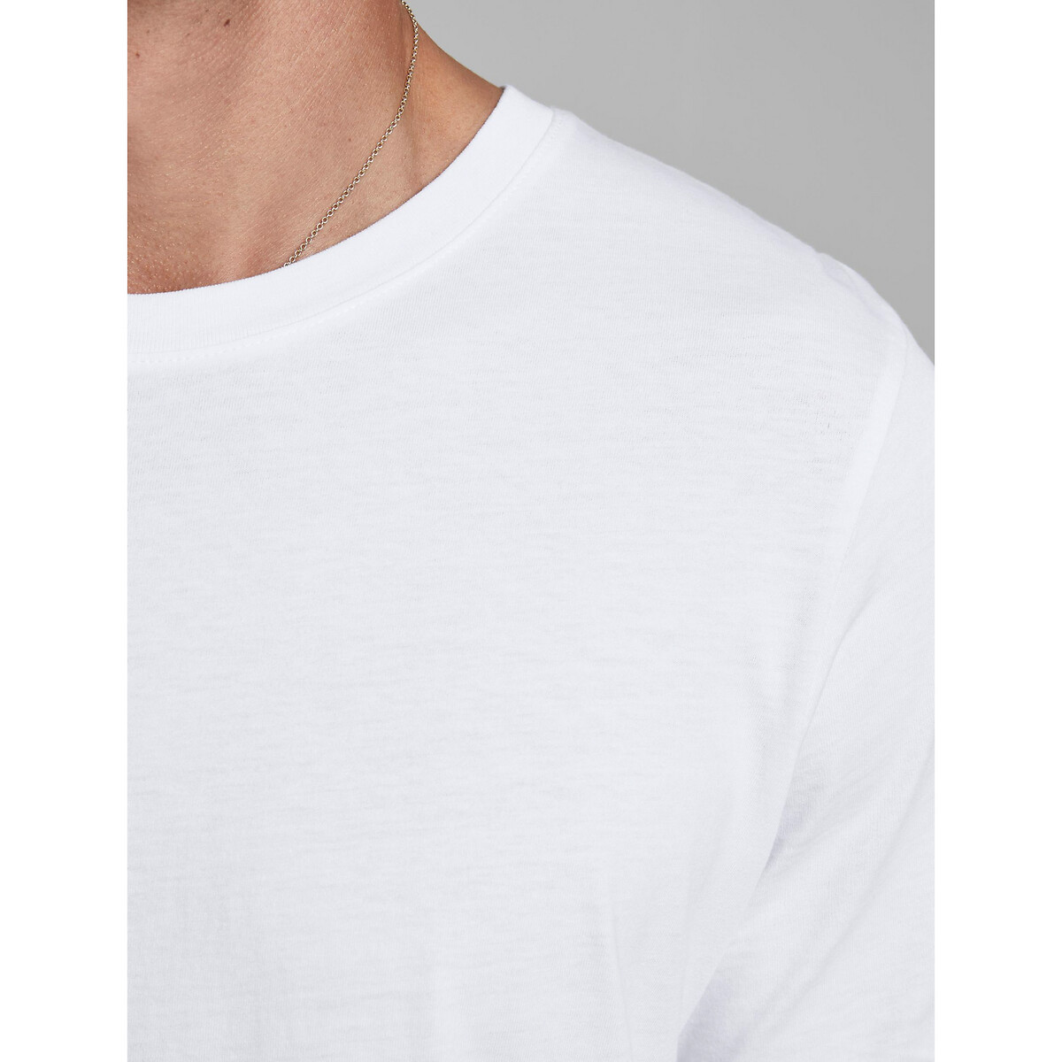 T-shirt girocollo in cotone bio bianco, JACK & JONES