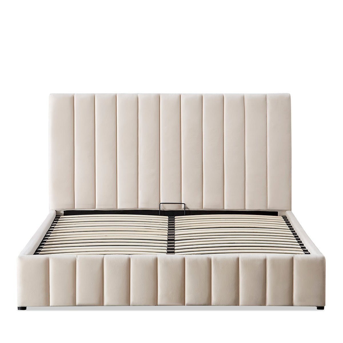 Lit Coffre Velours Beige TROCADÉRO beige, BELLECOUR